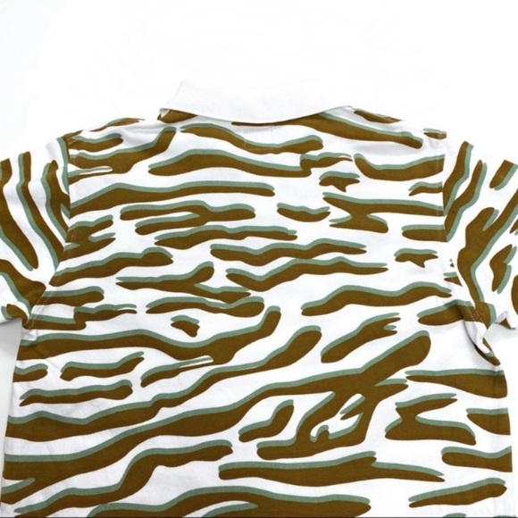 STUSSY Camouflage Print Casual Polo Shirt in White with Brown Size S - Picture 7 of 8